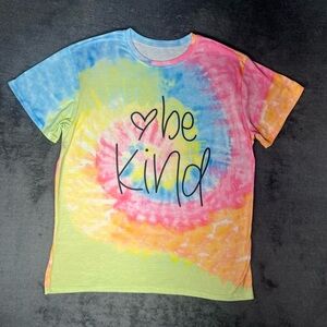 Be Kind Rainbow Tie-Dye Mental Health Positivity Kidcore Advocacy Graphic Tee